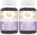 Türkei Tail Mushroom Gummi - Kann Immune Gesundheit und Gut Microbiome unterstützen - Schwarze Kirsche Flavor - Vegan, Non-GMO, Gluten-Free, Gelatin Free - 120 Count