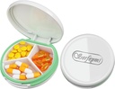 Serfeymi Small Pill Box - 3 Komponenten Tragbare Pille Box für Geldbörse Tasche, Compact Mini Travel Pill Case - Geeignet für Medizin, Vitamin, Fish Oil, Supplements - Weiß(Logo)