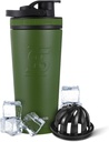 Ice Shaker Insulated Edelstahl Shaker Bottle | 26oz, Green | Cold for 30+ Hours | Insulated Cup with Twist-on Agitator | Odor-Free Bottle for Protein Shakes, Water, Smoothies, Cocktails
