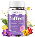 Safrangummis 88.5 mg mit Magnesium, Max Strength Saffron Ergänzungen mit St. John’s Wort, GABA, Rhodiola, Rosmarin & Passion Blütenextrakte für Mood, Fokus - 60 Portionen
