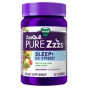 ZzzQuil PURE Zzzs De-Stress Melatonin Schlafhilfe Gummis, Hilft Ihren Geist und Körper zu beruhigen, Ashwagandha für Stress Unterstützung, Schlafhilfen für Erwachsene, 1 mg pro Gummy, 42 Count