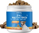 Hund Multivitamin Kaubar mit Glucosamin, 15-in-1 Hund Multivitamin Ergänzungen, Multivitamin für Hunde,Gesundheitsunterstützung - Hund Haut, Mantel, Herz, für Hunde aller Altersgruppen und Rassen,120 Weiche Kauen Enten Geschmack