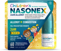 Nasonex Children's 24HR Allergy Nasal Spray, Non-Drowsy, Scent-Free Mist, Allergy Symptome + Nasal Congestion, Full Prescription Strength, 60 Sprays