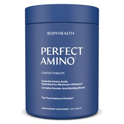 BodyHealth PerfectAmino (600 ct) Einfach zu schlucken Tablets, Essential Amino Acids Supplement mit BCAAs, Vegan Protein für Pre/Post Workout & Muskel Erholung mit Lysin, Tryptophan, Leucine, Methionin