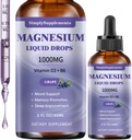 Triple Magnesium Complex Liquid Drops, 1000mg Magnesium Glycinate Tropfen, Taurate & Citrate mit L-Theanin, Vitamin D3 & B6 für Schlaf- und Muskelunterstützung, Calm Magnesium, Grape Flavor, 2 Fl OZ