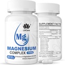 Magnesium Complex Supplement 500mg, 8 aktive Formen Maximierte Absorption– Glycinat, Citrat, Taurate & D3, B6 für Kalm, Schlaf & Gesunde Muskel, 120 Kapseln - 60 Zähler (Pack von 2)