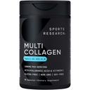 Sport Research® Multi Collagen Pillen für Damen und Herren - Collagen Peptide (Typ I, II, III, V, X) Verbessert mit Hyaluronsäure & Vitamin C - Glutenfrei - Non-GMO - 90 Kapseln