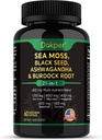 Sea Moss, Ashwagandha, Black Seed Oil Supplement, Vitamin C & D3 mit Turmeric, Bladderwrack & Burdock Root, Natürliche pflanzliche Unterstützung für Männer & Frauen 60 Kapseln, Nahrungsergänzungsmittel, Packung von 1