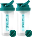 Utopia Home Protein Shaker Bottle - (Pack von 2) 28-Ounce Shaker Flaschen Für Protein Mixes - Fitness Sports Classic Protein Mixer Shaker Bottle (Clear/Teal)