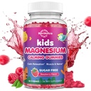 Kinder Magnesium-Gummien, Magnesium-Glycinat-Gummien für Kinder & Erwachsene mit L-Theanin, Kamille, Licorice, Vitamin D, B6 für Schlaf, Entspannung, Gehirn & Muskel, Sugar Free Raspberry 60ct