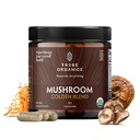 TRIBE ORGANICS Pilz Golden Blend Vegan Kapseln Ergänzung - Adaptogenic Pilze Pulver Immununterstützung Ergänzung - 10-in-1 Pilze für Immunität Unterstützung & Gehirn Gesundheit - 90 Count 30 Portionen
