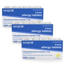 MAJOR 4 Mg Allergy Tablets - Chlorpheniramin Maleate 4-Hour Allergy Medicine - Antihistamin für Relief des Niesens, Itchy Watery Eyes, Itchy Throat und Runny Nose - 100 Count (3 Pack)