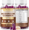 3000MG Mushroom Complex Gummies 10 Blend - Lion's Mane Gummis für Erwachsene, Cordyceps, Shiitake, Reishi, Chaga, - Gehirn, Immununterstützung & Stress Relief, Energie, Pilz-Ergänzung für Männer & Frauen 60
