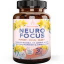 Brain Booster Gingko Biloba Supplement - Nootropics for Mind, Focus, Memory, Clarity with Bacopa Monnieri, St. Johns Wort - 30 Brain Food Capsules