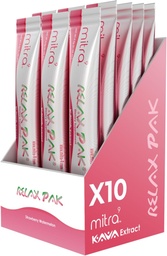 Mitra9 Kava Pulver RelaxPak - Erdbeere Wassermelone Kava Extrakt Pulver-Packets | Mood Enhancer | Plant Based | Fördert natürliche Kalorien und Klarheit | Einfache offene Single-Serving Stick (10)
