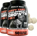 Bully Max 2-in-1 Welpen Vitamine - 30 Kautabletten für Wachstum und Entwicklung von Welpen - Multivitamin Treats & Essential Dog Supplements für kleine Hunde & Large Breed Growing Pups - 2 Flaschen