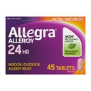 Allegra Erwachsene 24-Stunden Allergy Relief Tabletten, Nicht-Drowsy Innen- und Außenallergien Medizin, 180 mg Fexofenadine HCI Antihistamin Pille, 45-Count