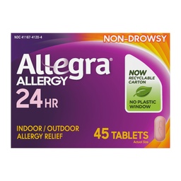 Allegra Erwachsene 24-Stunden Allergy Relief Tabletten, Nicht-Drowsy Innen- und Außenallergien Medizin, 180 mg Fexofenadine HCI Antihistamin Pille, 45-Count