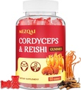 Pilz-Gummien, Cordyceps Reishi Pilz-Ergänzung Gummi für Erwachsene mit Grüner Tee-Extrakt, Gehirn-Ergänzungen für Gedächtnis und Fokus, Energie, Sportliche Leistung*, Rest - 60 Count