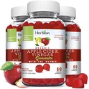 HERBION Naturals Organic Apple Cider Essiggummis mit der “Mutter”, Digestion and Detox Support, Pectin Based, Vegan, Made in the USA - (Pack of 3, 180 Gummies)