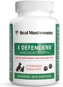 5 Verteidiger Pilz-Ergänzung für Katzen & Hunde – Chaga, Shiitake, Reishi, Türkei-Tail, Maitake – Katze Multivitamin & Hunde-Ergänzung für Wellness-Unterstützung– 90 ct echte Pilze Pulverkapseln