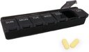Silikon Wöchentliche Pille Organizer, 7 Tage Pille Box Medizin Box Dail Arthritis-Friendly, Large Medicine Case Compact Travel Pill Container für Pille,Vitamin & Fish Oil (Schwarz)