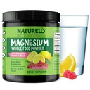 NATURELO Magnesium-Pulver - Ganzes Lebensmittel-Kalk Magnesium-Pulver mit Quinoa, Blumenkohl, & Flaxseed für Stress, Himbeere Zitronen 85 Servierungen, 15oz