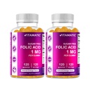 Vitamatic Folic Acid Gummies 1000 mcg (1 mg) - ein essentielles pränatales Vitamin für Mutter & Baby - Vitamin B9-120 Vegan Gummi (2)