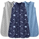 Baby Schlafsack 12-18 Monate 3 Pack 100% Baumwolle Leichte 0.5 TOG Tragbare Decke Baby Schlafsack mit 2-Way Reißverschluss für Kleinkind Blau