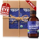 Grandpa Geschenke von Granddaughter Wild Bilberry Extract USDA Organic Alcohol-Free 2x3.4oz Flasche flüssiges Bilberry-Geschenk für Grandpa-Gesundheits-Geschenk für Augen Hohe Bioverfügbarkeit flüssiger Extrakt 40 Servieren