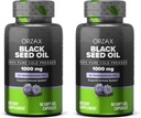 ORZAX Black Seed Oil 1000 mg Organic Cold Pressed Capsules for Hair, Skin und Joints - Rich in Omega 3 6 9 - Non-GMO, Gluten Free - (90 Soft Gel Capsules) (Pack of 2)