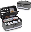 Damero Locking Pill Bottle Organizer mit Innere Dividers, Medizin Aufbewahrung und Organizer Tasche Kombinationsschloss für Medizin, Vitamine und medizinische Versorgung, Grau