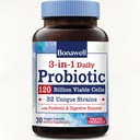 Bonawell Probiotics 120 Billion CFU 32 Strains mit Präbiotika, Verdauungsenzyme für Gut Health, 3-in-1 Daily Probiotic, Regal-Stable, Delayed-Release, 30 Veggie Caps