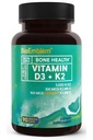 BioEmblem Vitamin D3 K2 Kapseln (5000IU und 200mcg) - Patentiertes MK7 und MK4 für 3-in-1-Komplexe Unterstützung - Vegetarisches Vitamin D K2 Beilage für Zähne, Herz, Immunsystem - Non-GMO, 90 Caps