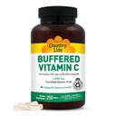 Country Life Gepuffertes Vitamin C 1000mg mit Bioflavonoiden, Calcium, Magnesium, Kalium - Immununterstützung, Vegan Capsules, Glutenfrei, Gentle on Stomach - 250 Tabletten