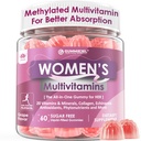 Frauen Multivitamin Gummy mit Eisen, Biotin 2500mcg, Kollagen, Keratin, Tägliche Vitamine A C D E Folate, B Complex, Methyliertes Multivitamin für Frauen unterstützen Energie, Schönheit, Immune, Zuckerfrei, 60 Graf