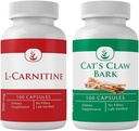 PURE ORIGINAL INGREDIENTS L-Carnitin und Cat's Claw Bark Bundle, 100 Kapseln Jeder, Immer rein, keine Zusatzstoffe oder Füllstoffe