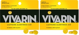Vivarin, Koffein-Säulen, 200mg Koffein pro Dose, sicher und effektiv hilft Sie bleiben Awake, kein Zucker, Kalorien oder versteckte Zutaten, Energieergänzung, 16 Tabletten (Pack von 2)