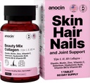 Klinisch getestetes Beauty-Mix-Kollagen für Frauen + Biotin + Elastin + Zink + Vitamin C + B6 + B5 + Selen + Hyaluronsäure - Haarwachstum, Haar Haut und Nägel Vitamine, Collagen Supplements