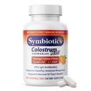 Symbiotics Colostrum 120ct Chewables Plus - Immunität Unterstützung für Erwachsene & Kinder - Lactoferrin Supplement & Colostrum Protein - Unterstützt Verdauung & Gut - 25% lgG Antikörper, Glutenfrei - Orange Creme