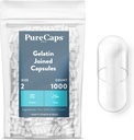 PureCaps USA - Leere Gelatine Kapseln Größe 2| 1.000 verbundenen Pillen| Clear| Nicht-GMO zertifiziert | SLS, Gluten, Konservierungsmittelfrei