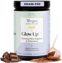 Winged Wellness Glow Up PM Collagen Peptide Powder | Evening Skin and Relaxation for Glowing Skin and Sweet Sleep. Gras Fed Collagen w/Magnesium, L-Theanin und Melatonin I Schokolade, 21 Servierungen