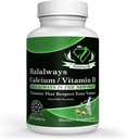 Halalways Calcium/Vitamin D Certified Halal Supplement Knochengesundheitsunterstützung, mit Calcium & Vitamin D, Nahrungsergänzungsmittel, Vitaminergänzungsmittel, für Männer & Frauen, (650mg Calcium, Vitamin D 10mcg)