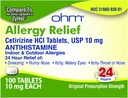 Ohm Cetirizine 10 mg Tablet - All Day Allergy Relief - 100 Count - Anti-Histamin für Hay Fever, Pollen, Dry Itchy Eyes - Effektive Relief von All Day Allergies