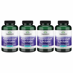 Swanson Magnesium Lactate - Mineralische Ergänzung Förderung Muskel- und Knochengesundheitsunterstützung - Lactosefreie Lactate Mineralform für gesunde Absorption - (120 Kapseln, 84mg Jeder) 4 Packung
