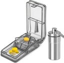 JohnBee Pille Cutter | Beste Pille Cutter für kleine oder große Pillen | Entworfen in den USAs Schneidet Vitamine | Pille Splitter mit Shield | Includes Keychain Pill Holder (Gray)