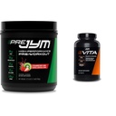 JYM Supplement Science PRE JYM 30 Portionen - Erdbeer Kiwi & Tamin & Mineral Support, Vitamin A, C, B6, B12, E, K, Boron, Biotin, Kalium 60 Tabletten