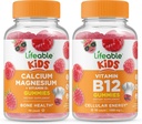Lebensfähiges Calcium Magnesium Kids + Vitamin B12 Kids, Gummis Bundle - Große Verkostung, Vitamin-Ergänzung, Glutenfrei, GVOfrei, Kaugummi