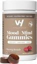 VitaHustle Super Mushroom Mood + Mind Focus Gummis, Lions Mane Mushrooms, Reishi, Chaga, Cordyceps, Vegan, Low Sugar, Non GMO, Cherry Flavor, 50 Count