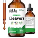 Wild & Organic Cleavers Tincture - Kräuter-Detox Tropfen mit Cleavers Kräuter - Galium Aparine Blatt Extract Supplement - Vegan, Zucker & Alkoholfrei - 4 fl oz